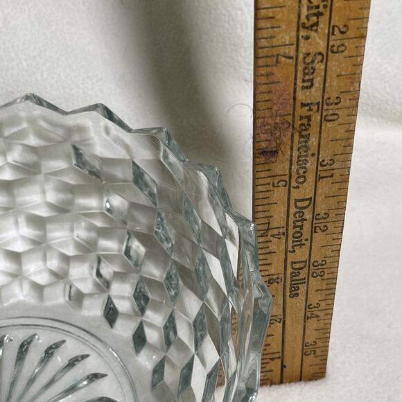 Vintage Fostoria American Clear Glass 9” Salad/Serving Bowl Cubist EUC - Picture 6 of 6